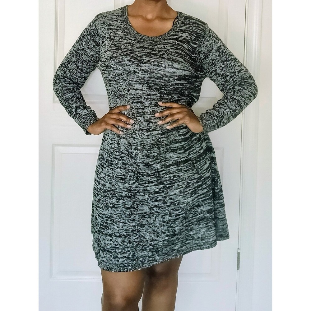 Bobbie Brooks Sweater Dress Womens 2X Gray Excellent Space Dye Knit Long Sleeve